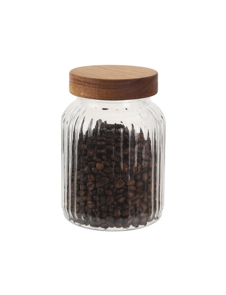 RECIPIENTE VIDRIO LABRADO C/TAPA MADERA 1000ML 11X11X16.5CM RECIPIENTE VIDRIO LABRADO C/TAPA MADERA 1000ML 11X11X16.5CM