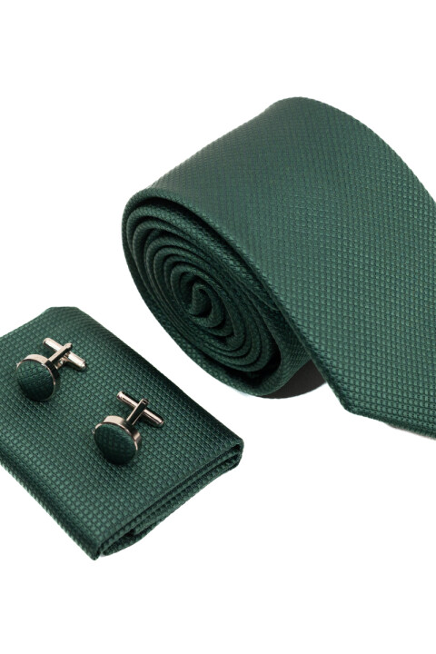 Set Corbata, pañuelo y gemelos VERDE