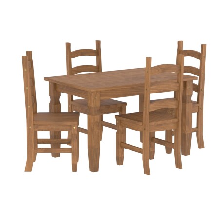JUEGO DE COMEDOR PINO MARRON MEX 1+4