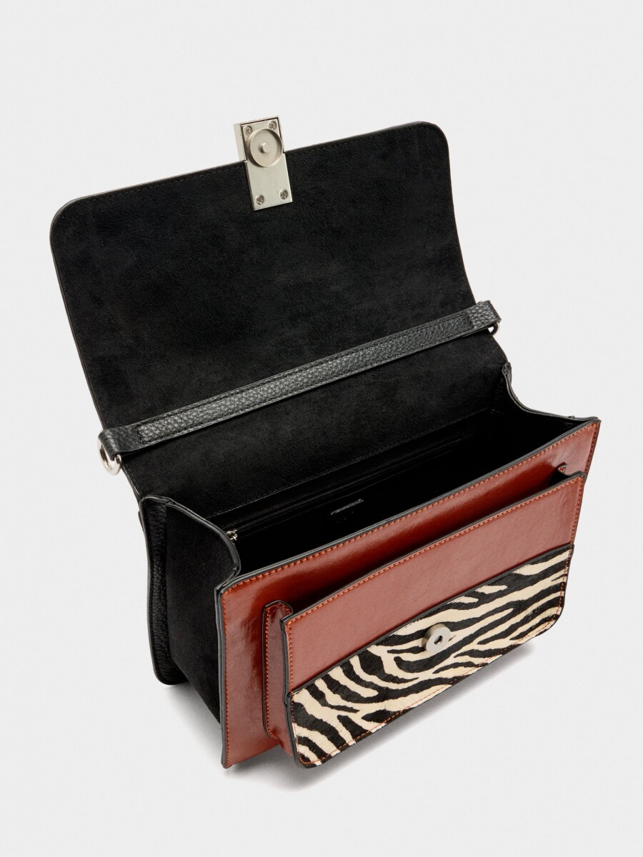 Bolso De Hombro Con Detalles De Piel burdeos