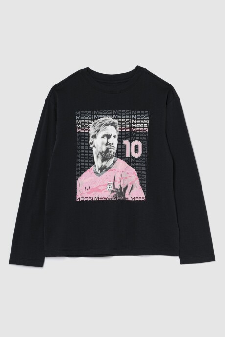 Remera Messi Manga Larga Niño True Black V2 2