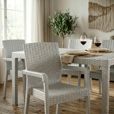 Silla Jardín Rattan Exterior Balcón Apilable UV 150k Blanco