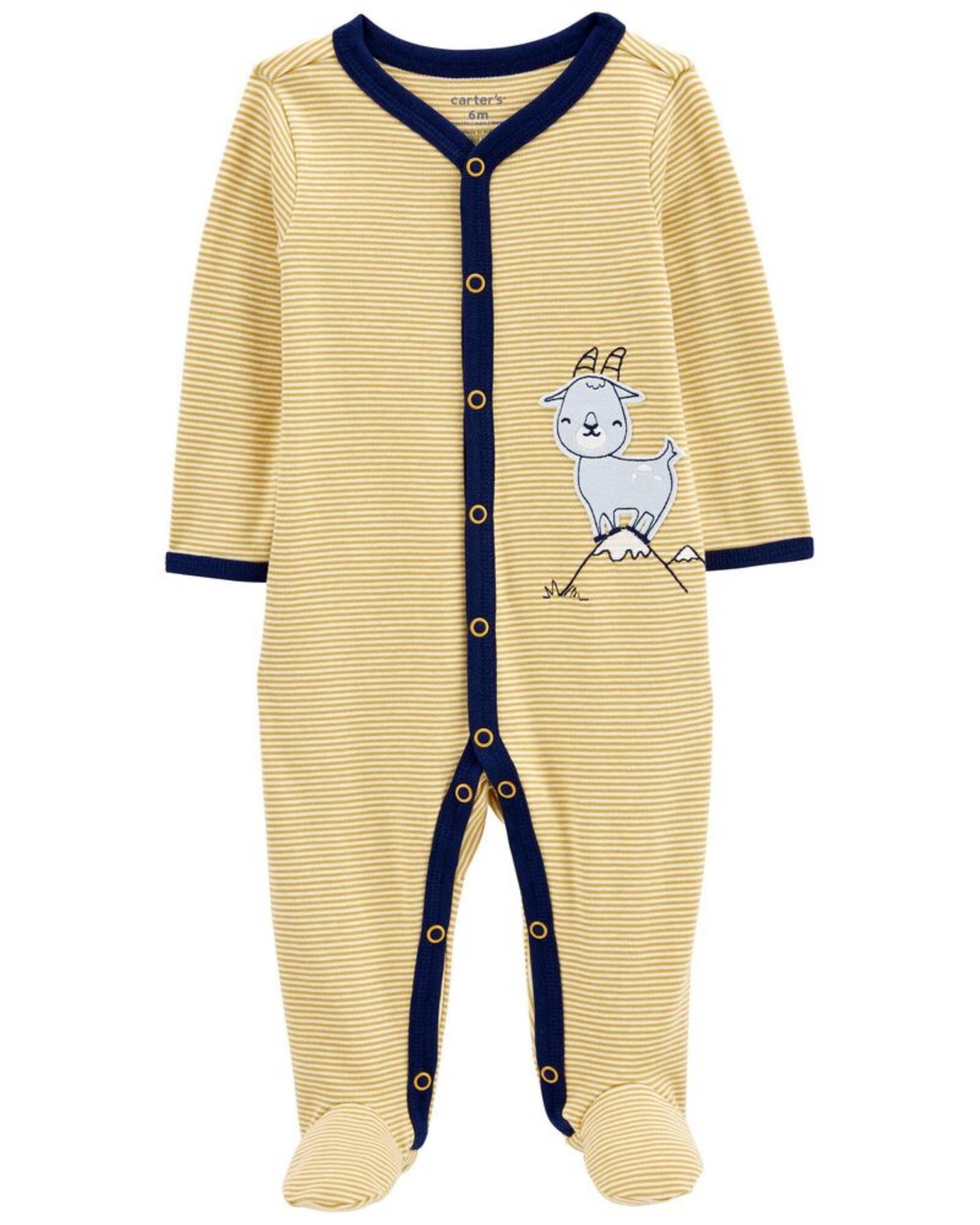 Pijama una pieza de algodón, con pie, estampa cabra Sin color