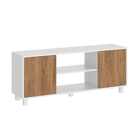Mueble Rack de Tv Hasta 50" Manhattan de Piso con 2 Puertas y Estantes 120 cm de Ancho - Manchester / Blanco Mueble Rack de Tv Hasta 50" Manhattan de Piso con 2 Puertas y Estantes 120 cm de Ancho - Manchester / Blanco