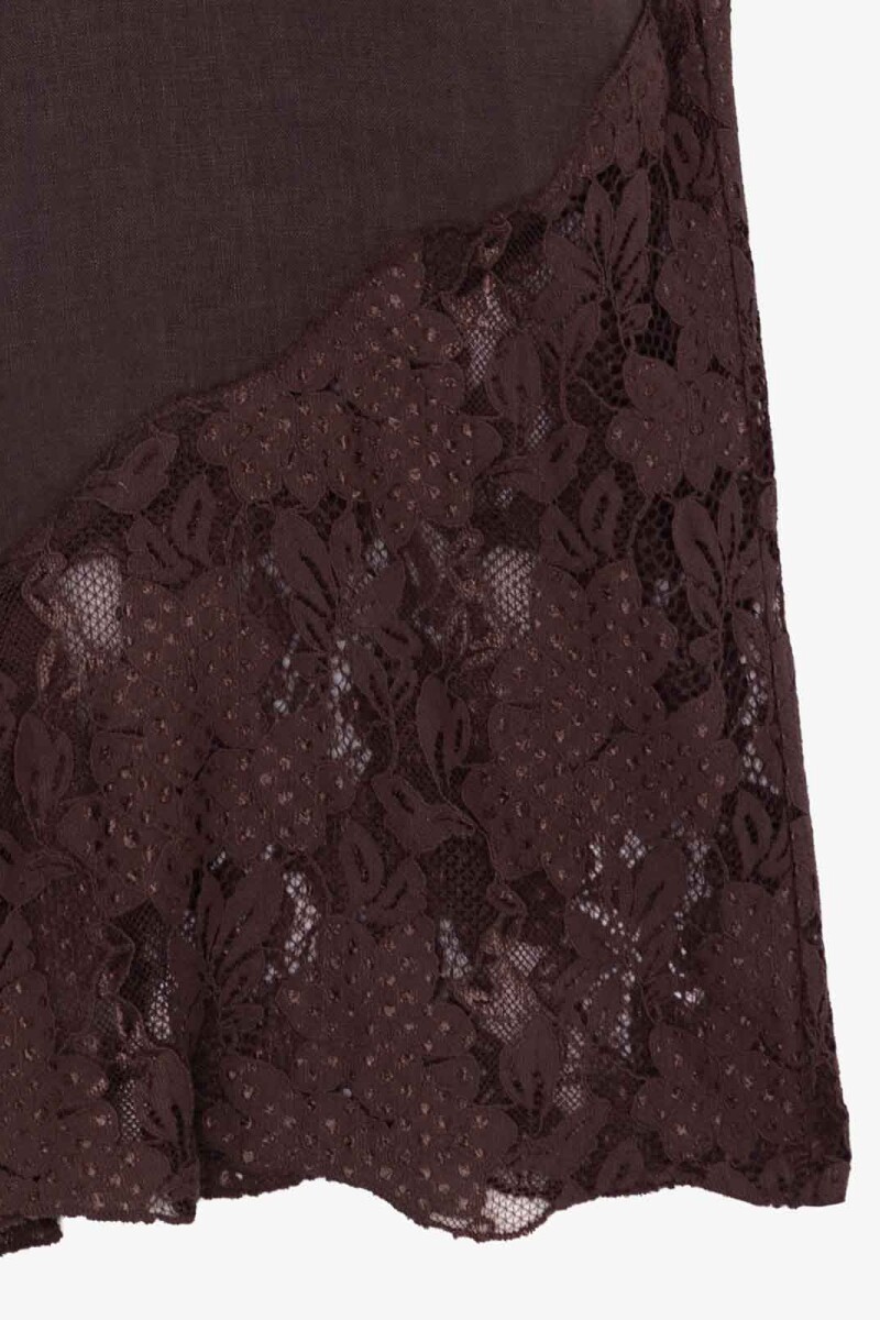 PANT LINO ENCAJE Marron