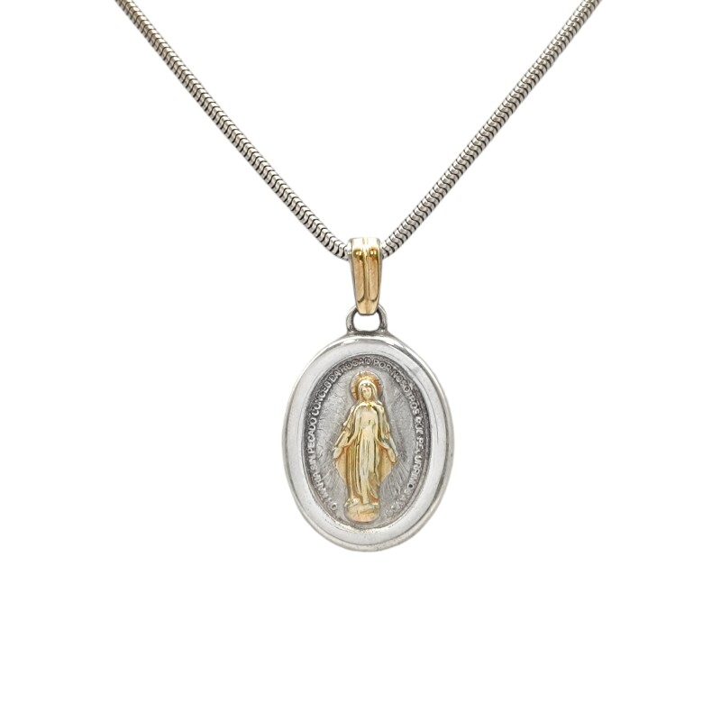 Dije Medalla Virgen Milagrosa -Plata y oro- Sin piedra- CP5039 sinpiedra