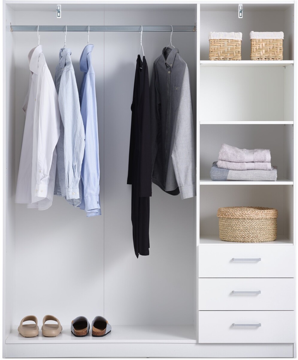 Armario FANDRUP 145x176 3 puertas 3 cajones bl 