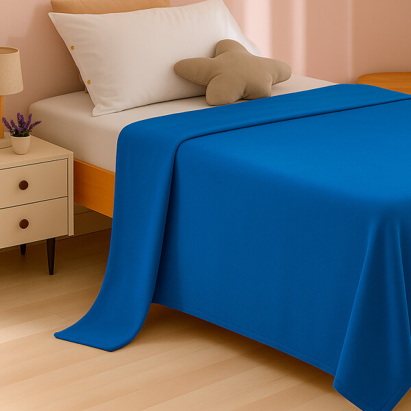 Manta Polar 1 Plaza 180x130Cm Polyester Suave Compacta Color Azul