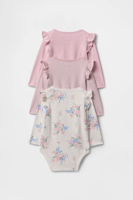 Bodies Pack X3 Manga Larga Bebe Rose Mist
