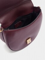 Bolso Bandolera Ovalado Con Solapa burdeos