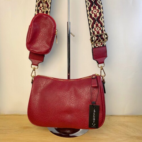Cartera y Monedero Cuerina Wanna Bordo