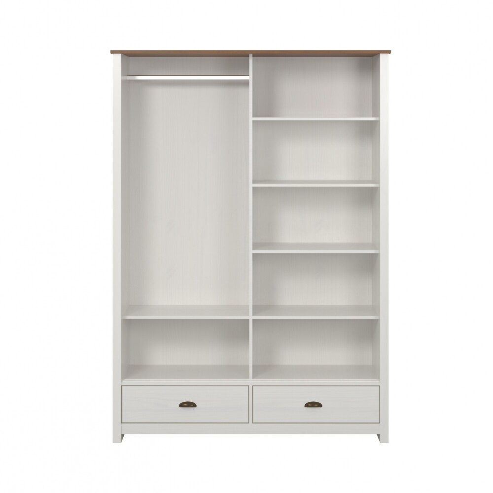 Ropero 2 puertas corredizas 2 cajones - Madera maciza Blanco