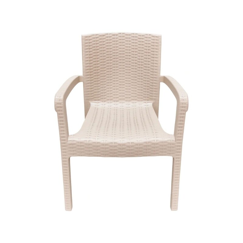 Juego de jardín 4 sillas con apoya brazo + mesa simil ratán 90x90cm BEIGE