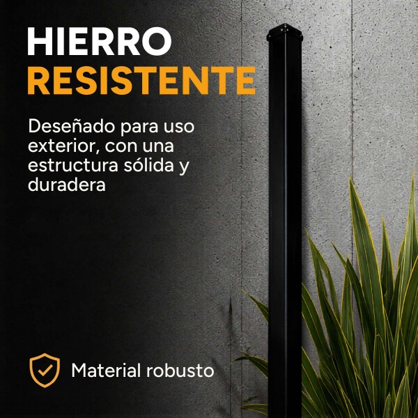 Poste Para Reja Modular Cerco Seguridad Hierro 2,40 Metros Color Negro