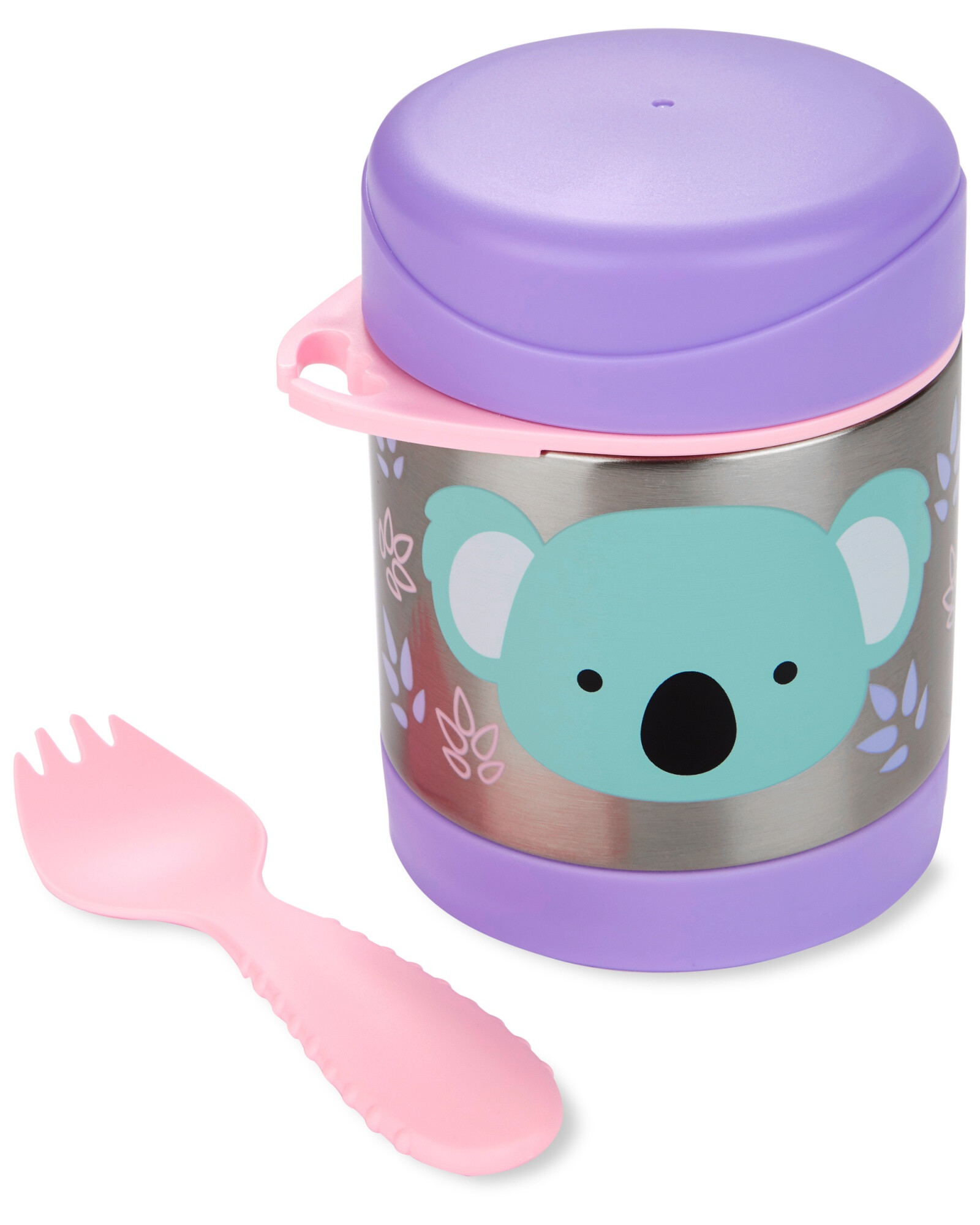 Tupper de acero inoxidable con cubierto, diseño koala Tupper de acero inoxidable con cubierto, diseño koala