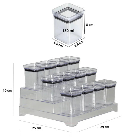 Kit Especiero X13 Lumini Frascos para Condimentos y Soporte Negro