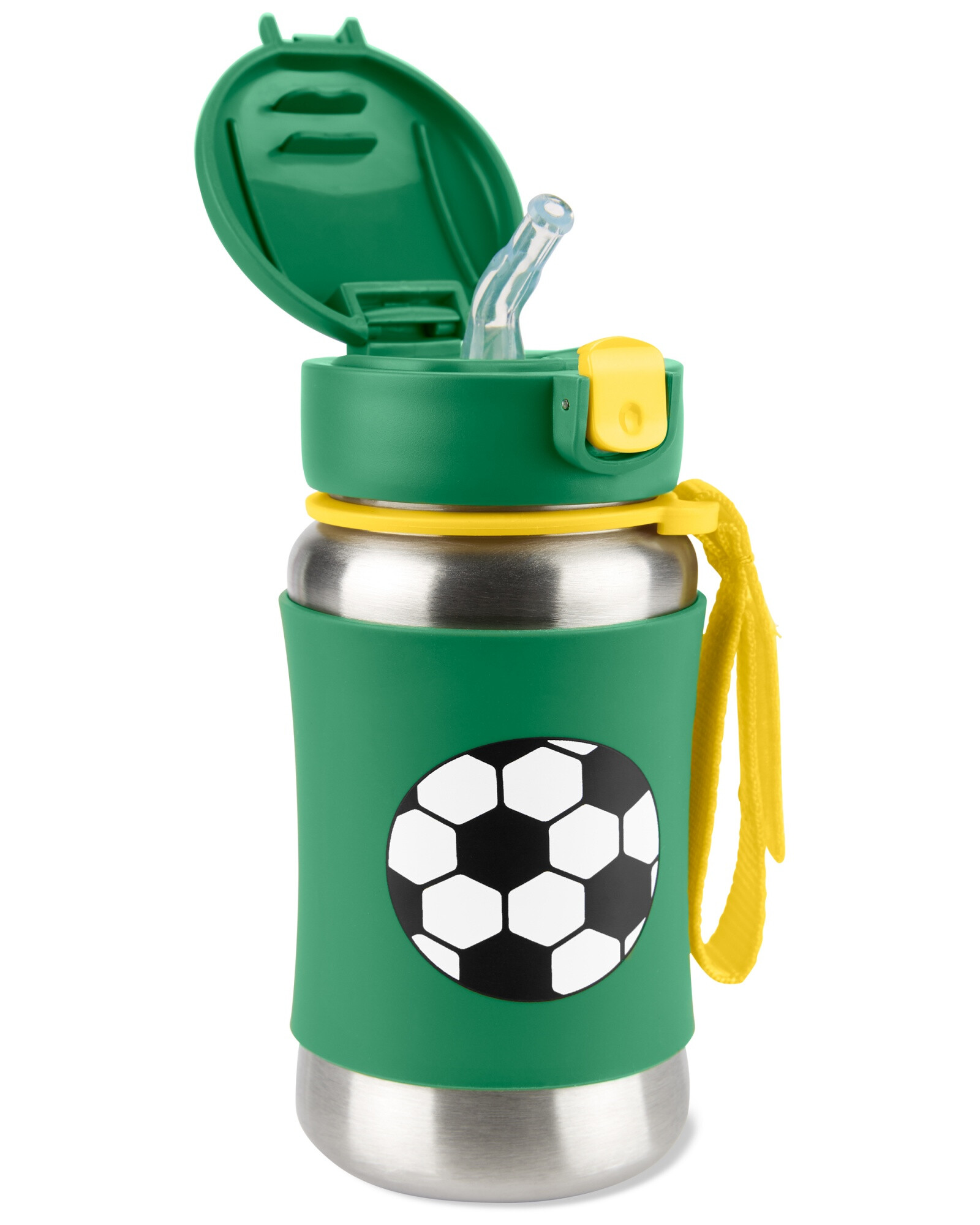 Botella acero inoxidable con sorbito, diseño fútbol Botella acero inoxidable con sorbito, diseño fútbol
