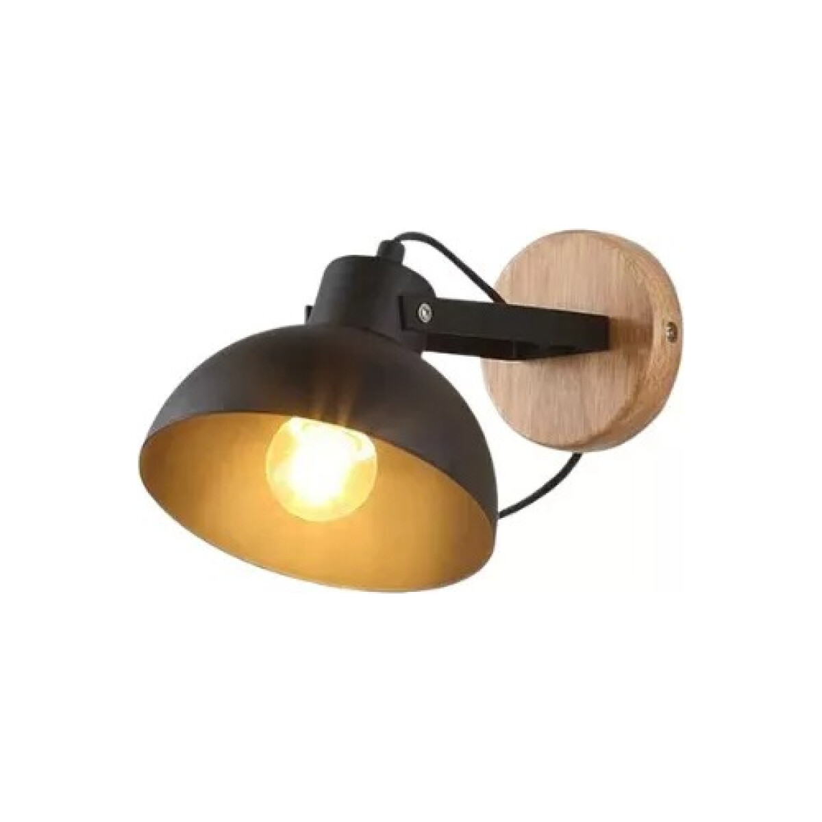 Lampara Aplique De Pared Nordico Metal Y Madera Moderno - Negro 