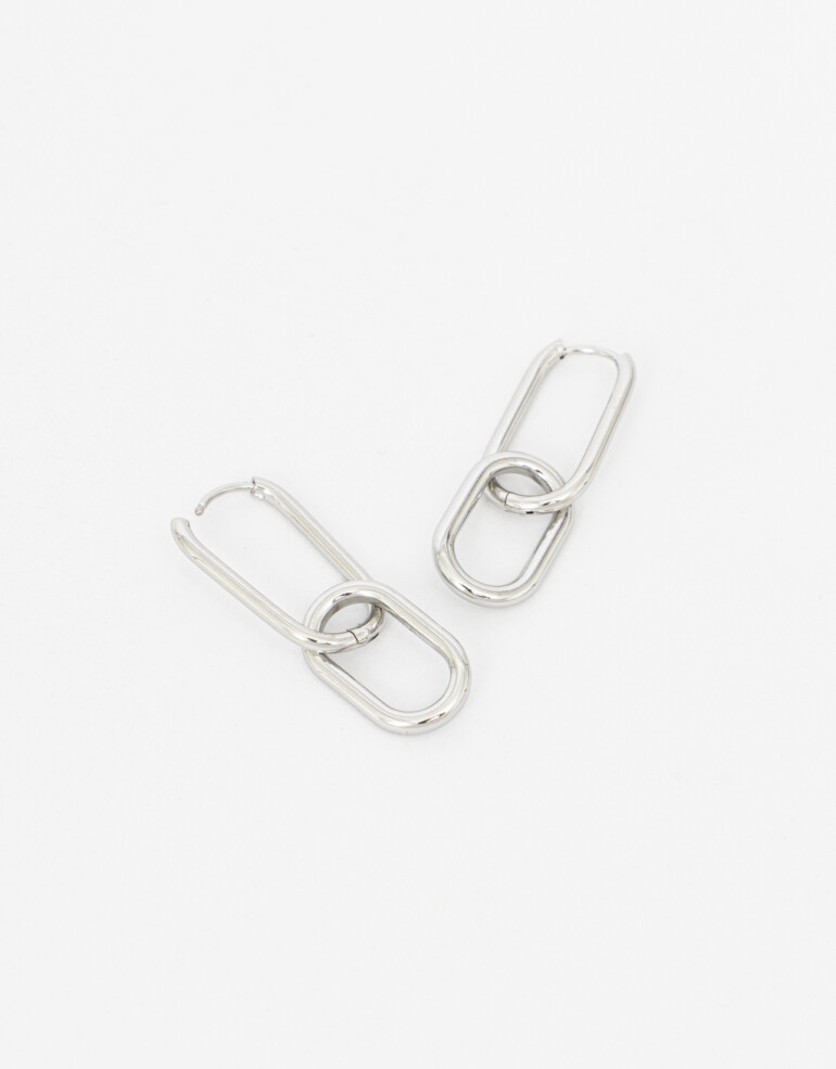 Aros Colgantes Cortos Metal Aros Cortos Eslabones Acero - Plateado