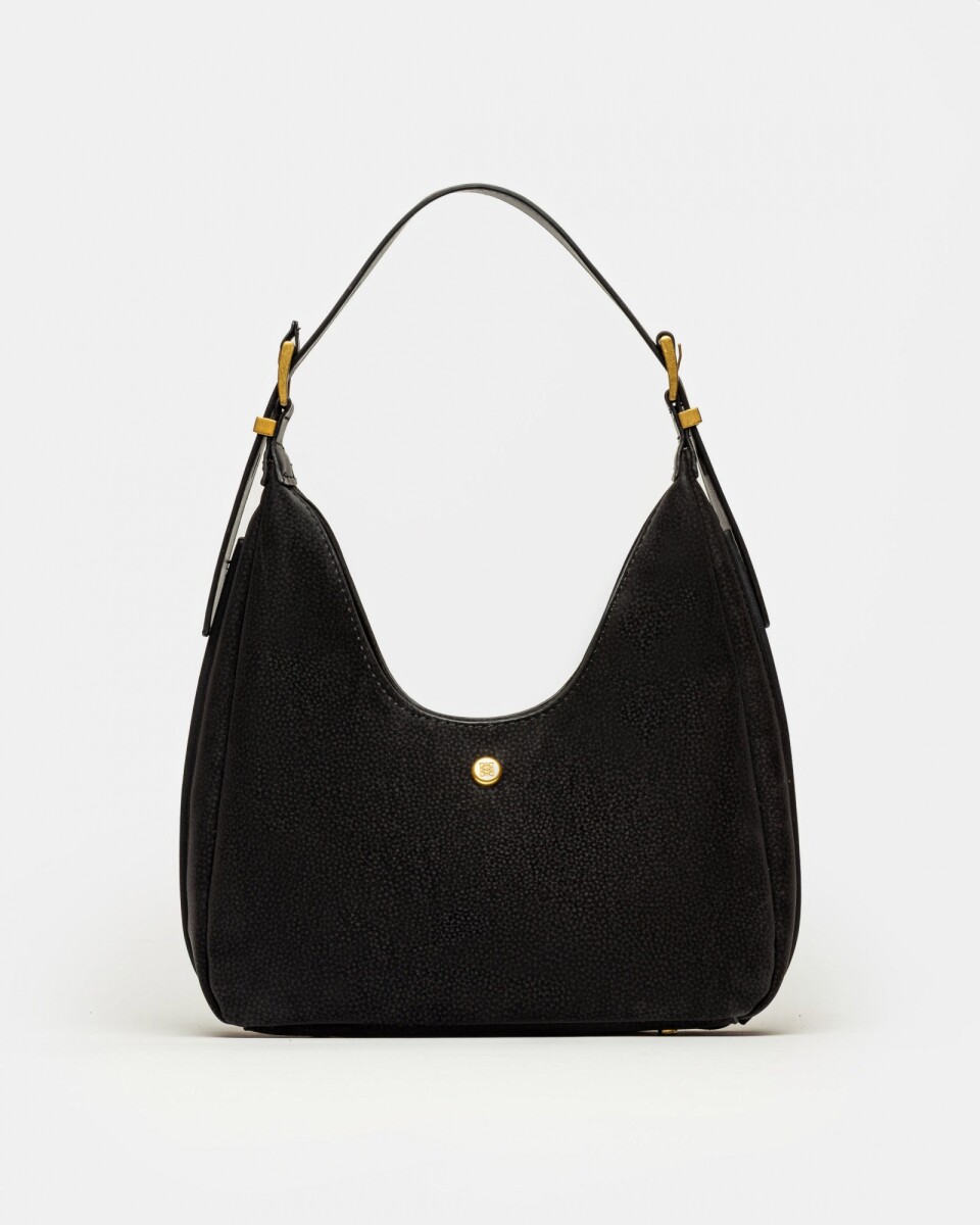 Cartera al hombro Raw en efecto gamuza - Negro 