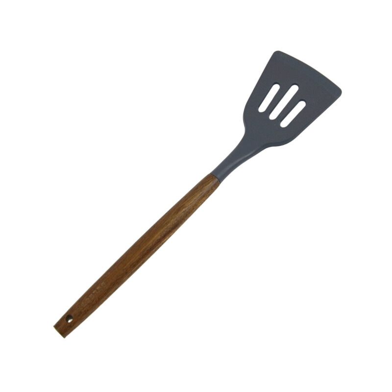 Espatula Ranurada silicona 31cm mango Acacia Gris GRIS