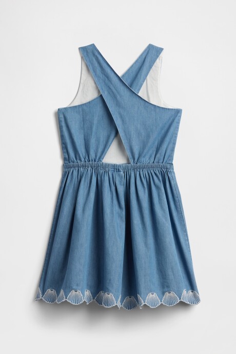 Vestido Espalda Cruzada Niña Blue Chambray