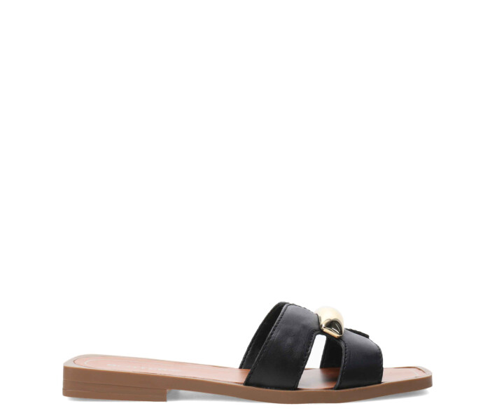 Sandalia con aplique metàlico Preto