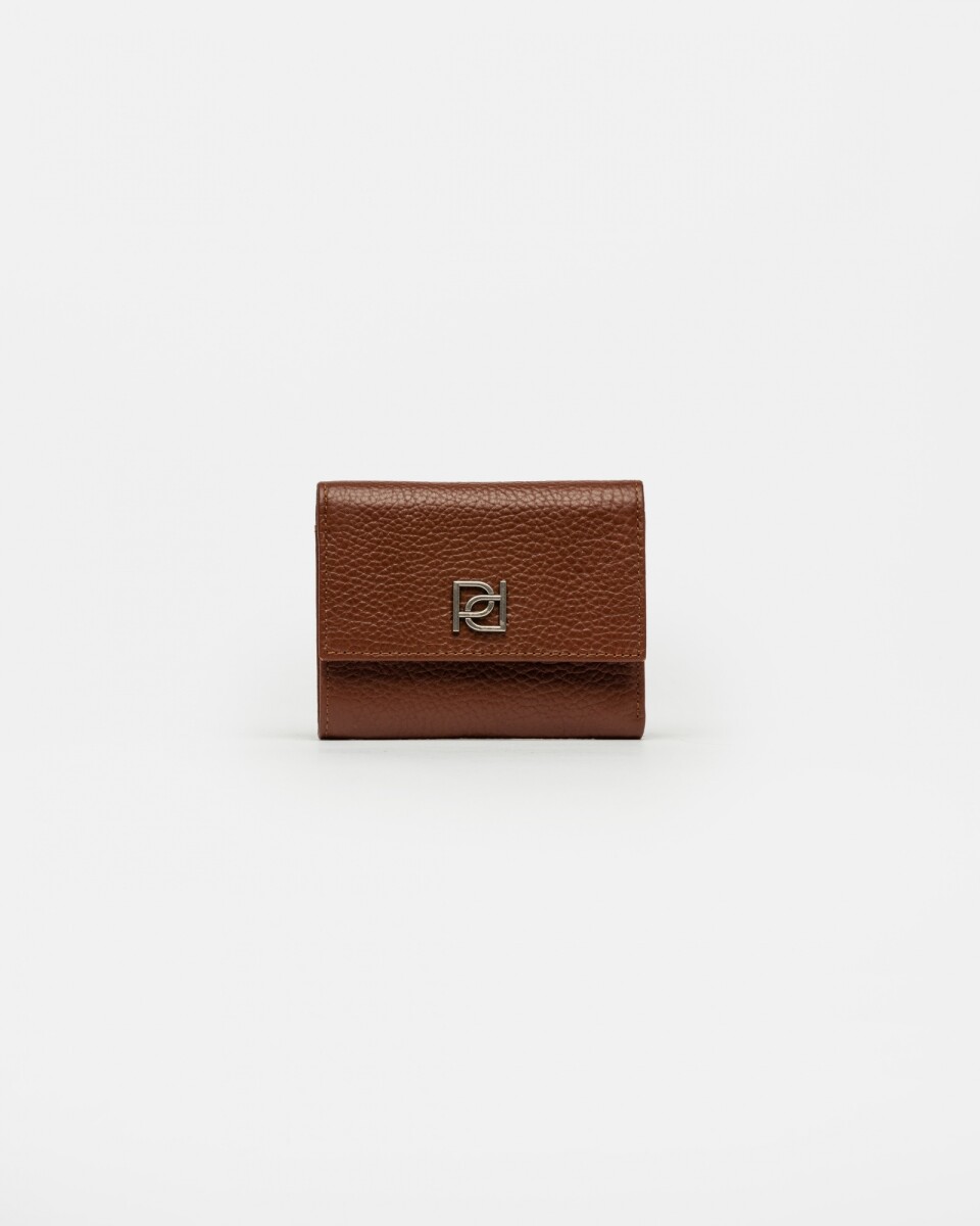 Billetera Ginger En Cuero Graneado - Tabaco 