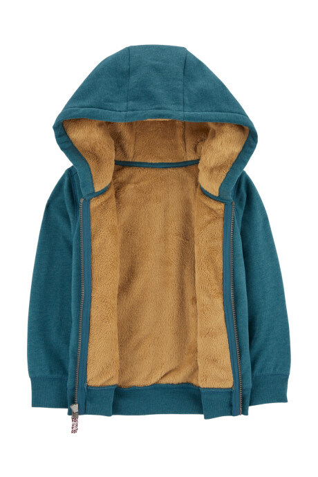 Campera de algodón, con forro de sherpa, verde. Talles 2-5T Sin color