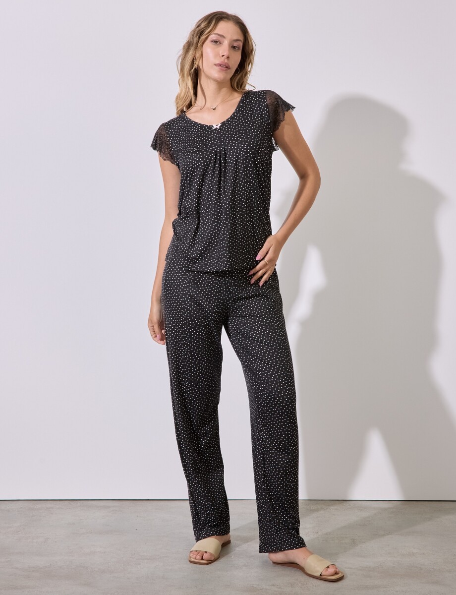 Set Pijama Remera & Pantalon - Negro/multi 