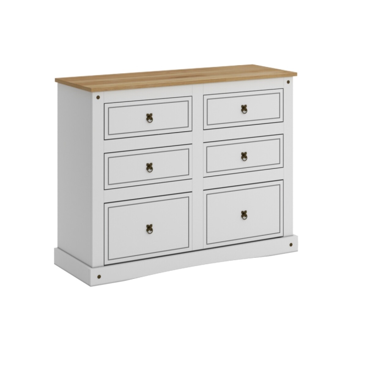 Comoda 6 Cajones Linea Rustica Blanca 