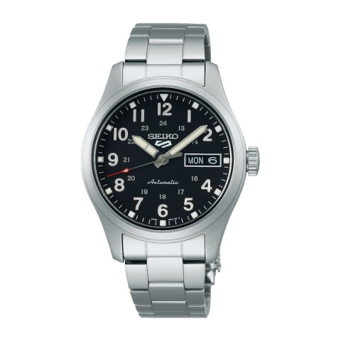 Reloj automático Seiko 5 Sports SRPJ81K1 para hombre con correa de acero Negro