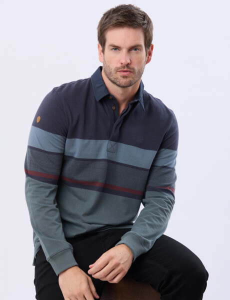 REMERA POLO RAYADA DE ALGODÓN Verde