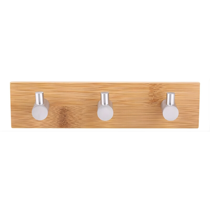 Perchero De Pared Colgante Adhesivo 3 Ganchos Madera Y Metal MADERA