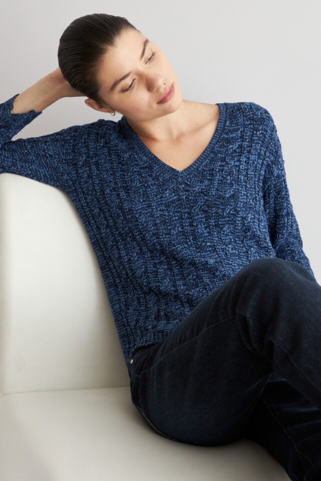 Sweater cinta estructuras azul marino