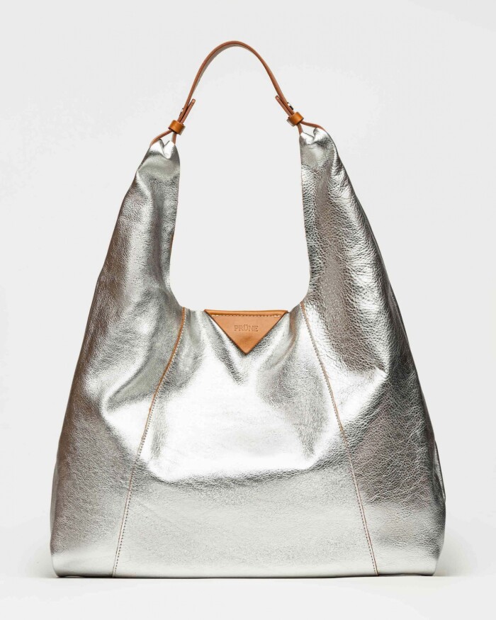Bolso The Shopping en cuero graneado metalizado Metalizado