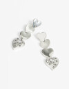 Aros Colgantes Largos Strass Aros Largos Corazones Strass - Plateado Rodio