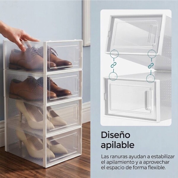 Set X4 Caja Organizadora Zapatos Zapatero Apilable Championes Calzado Premium Imback Blanco Set X4 Caja Organizadora Zapatos Zapatero Apilable Championes Calzado Premium Imback Blanco