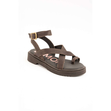 Sandalias Tiras Cruzadas Cuero Chocolate