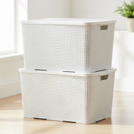 Set x2 Caja ratán 40 lts BLANCO