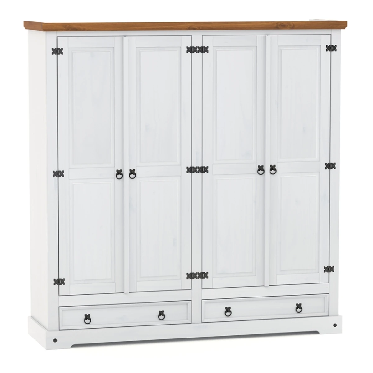 Ropero Madera 4 Puertas Blanco Linea Rustica 