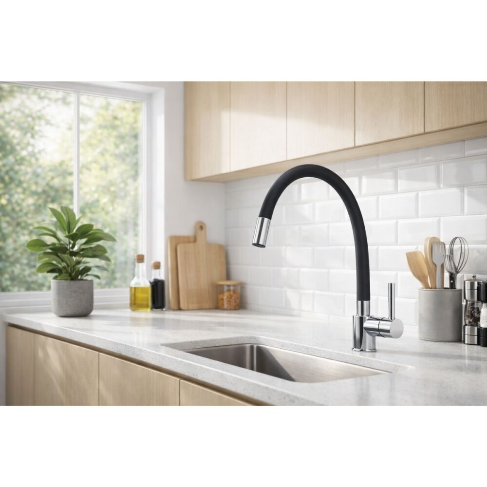 Pico para canilla flexible negro roseta Pico Para Canilla Flexible Negro Roseta