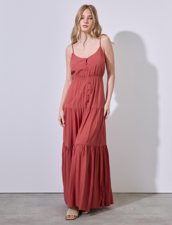 Vestido Maxi Botones BORDEAUX