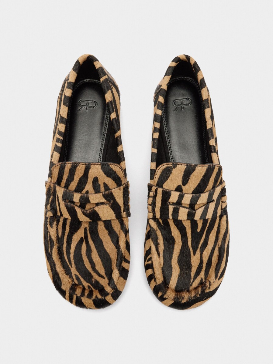 Mocasines De Piel Estampado Animal - multicolor 