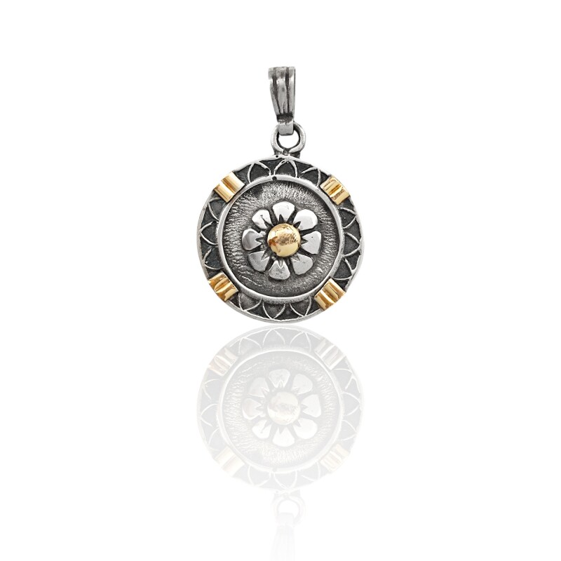 Dije colgante Flor- Plata 925 y Oro- Sin piedra-CP5447 sinpiedra