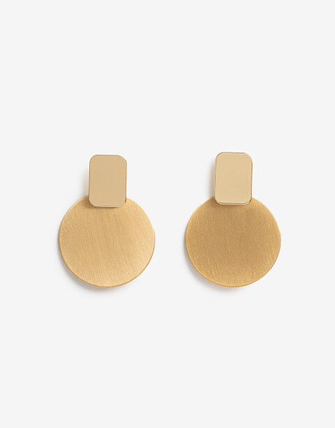 Aros Colgantes Cortos Metal Aros Cortos Chapones - Dorado