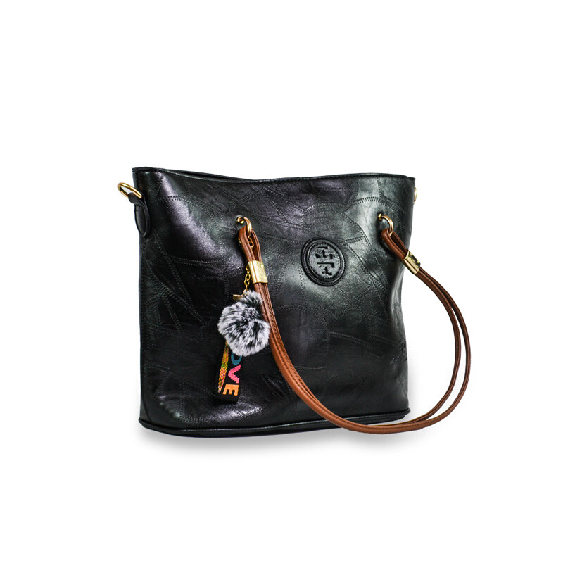 S&D Cartera Lisa con Llavero Negro