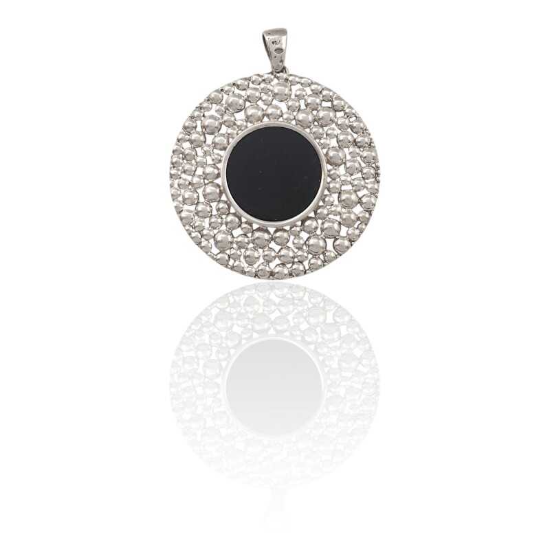Dije Colgante Circulo-Plata 925-Piedra Onix-CP4580 Conpiedra