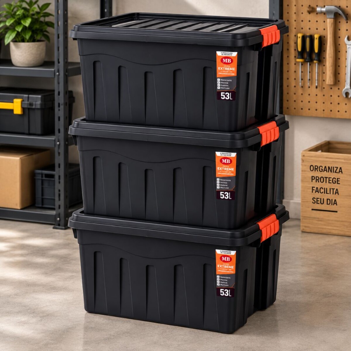 Combo Cajas Organizadoras Reforzadas 53 litros x 3 unidades 