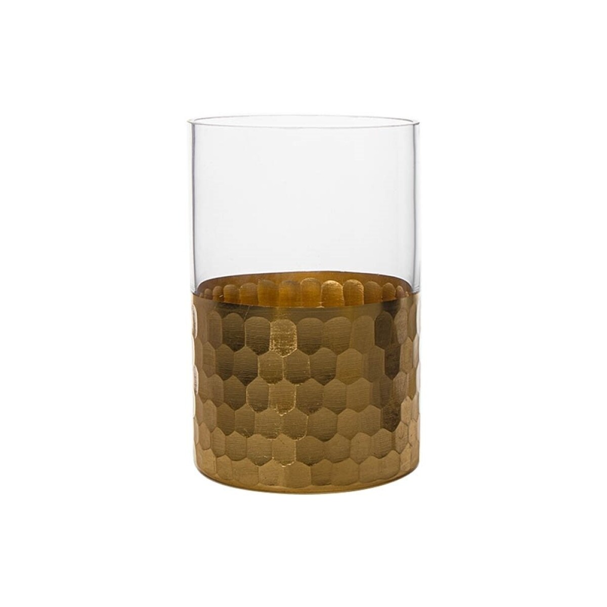 FLORERO VIDRIO TRANS. D10x15CM DORADO 